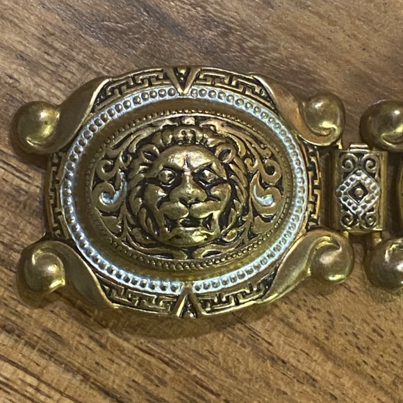 Vintage damascene Toledo ware lions head metal bracelet - Picture 10 of 16
